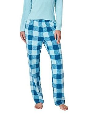 Eddie Bauer Women's Fleece Pajama Pants Lounge Sleepwear XXL Blue Plaid